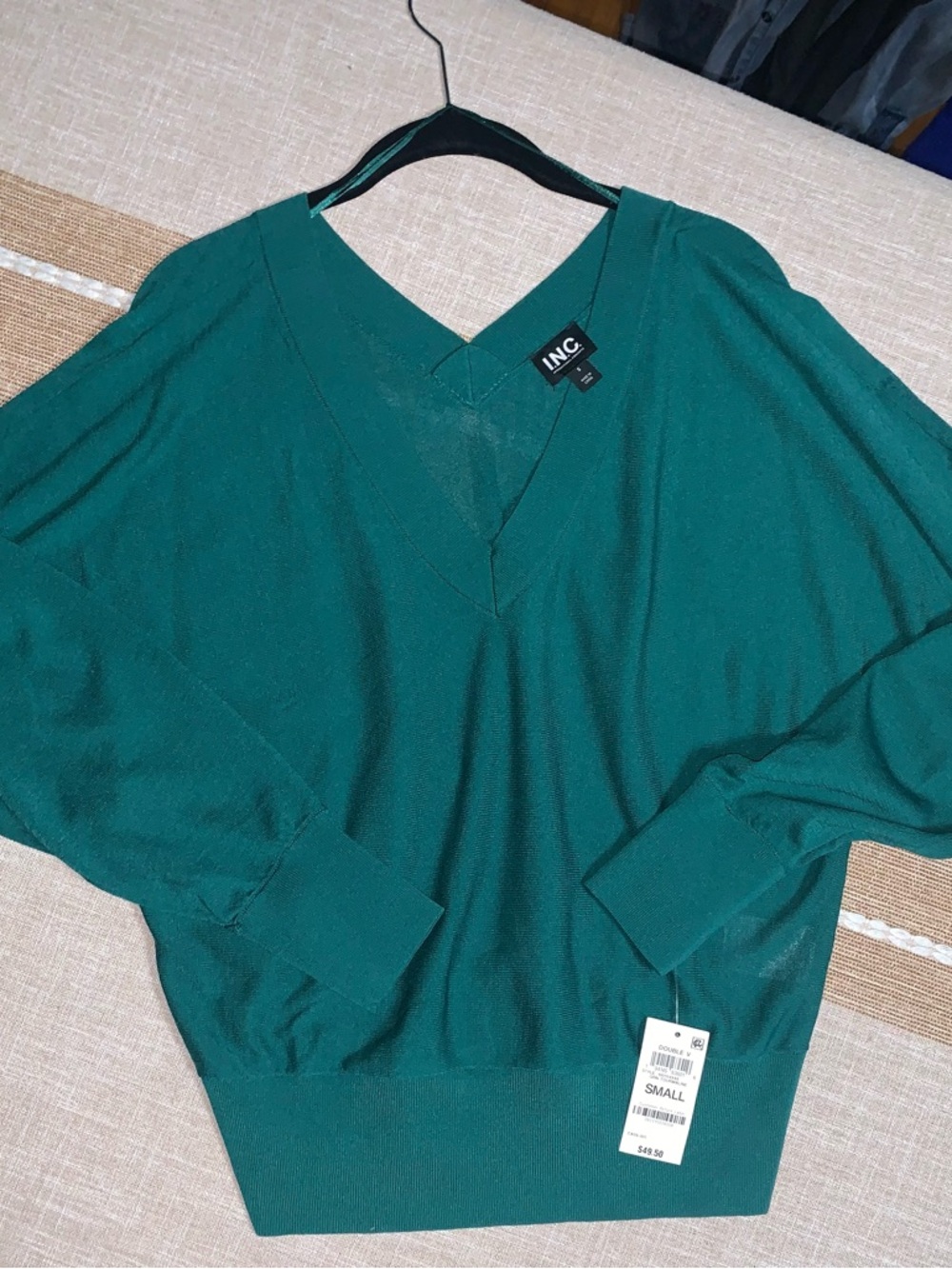 INC International Concepts Teal Green V-Neck Sweater